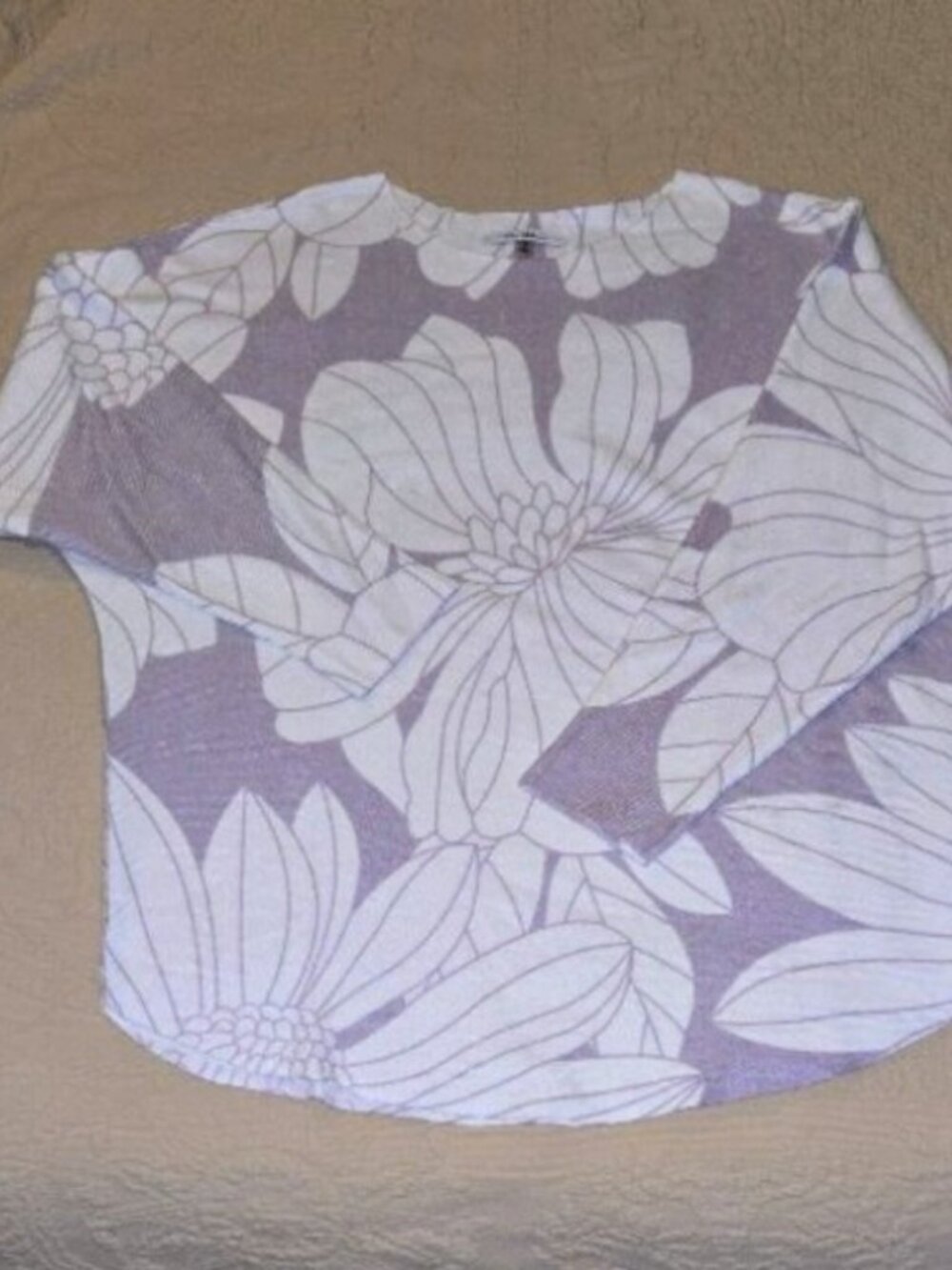 Vila Milano Floral Jacquard Lavender/White Knit Top Size S